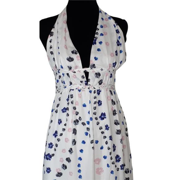 NEW AQUA Long Maxi Dress Boho Floral Cottagecore Coquette Halter Small Backless - Picture 3 of 11